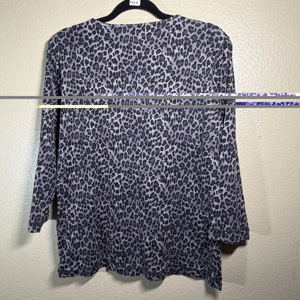 Lauren Ralph‎ Lauren Leopard Print Henley Knit Top 3/4 Sleeve Size XL - Picture 2 of 7